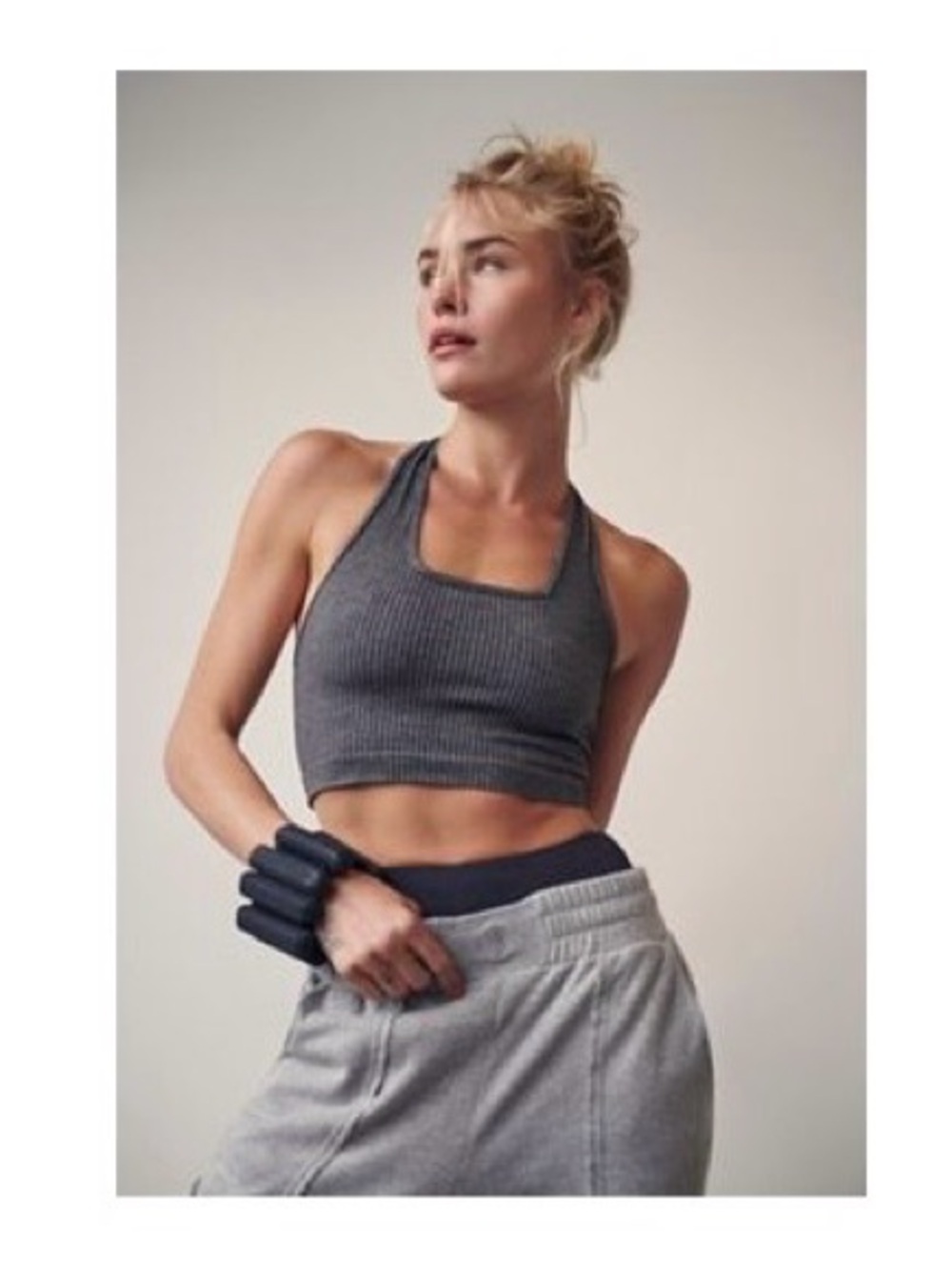 Free People How About It Halter Crop Tank - Dark Gray